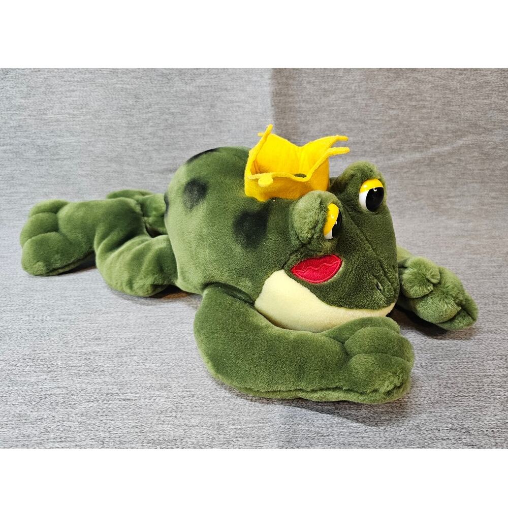 Aurora Flopsies Kissing Sound 14" Green Frog Prince Plush Stuffed Bean Bag Works